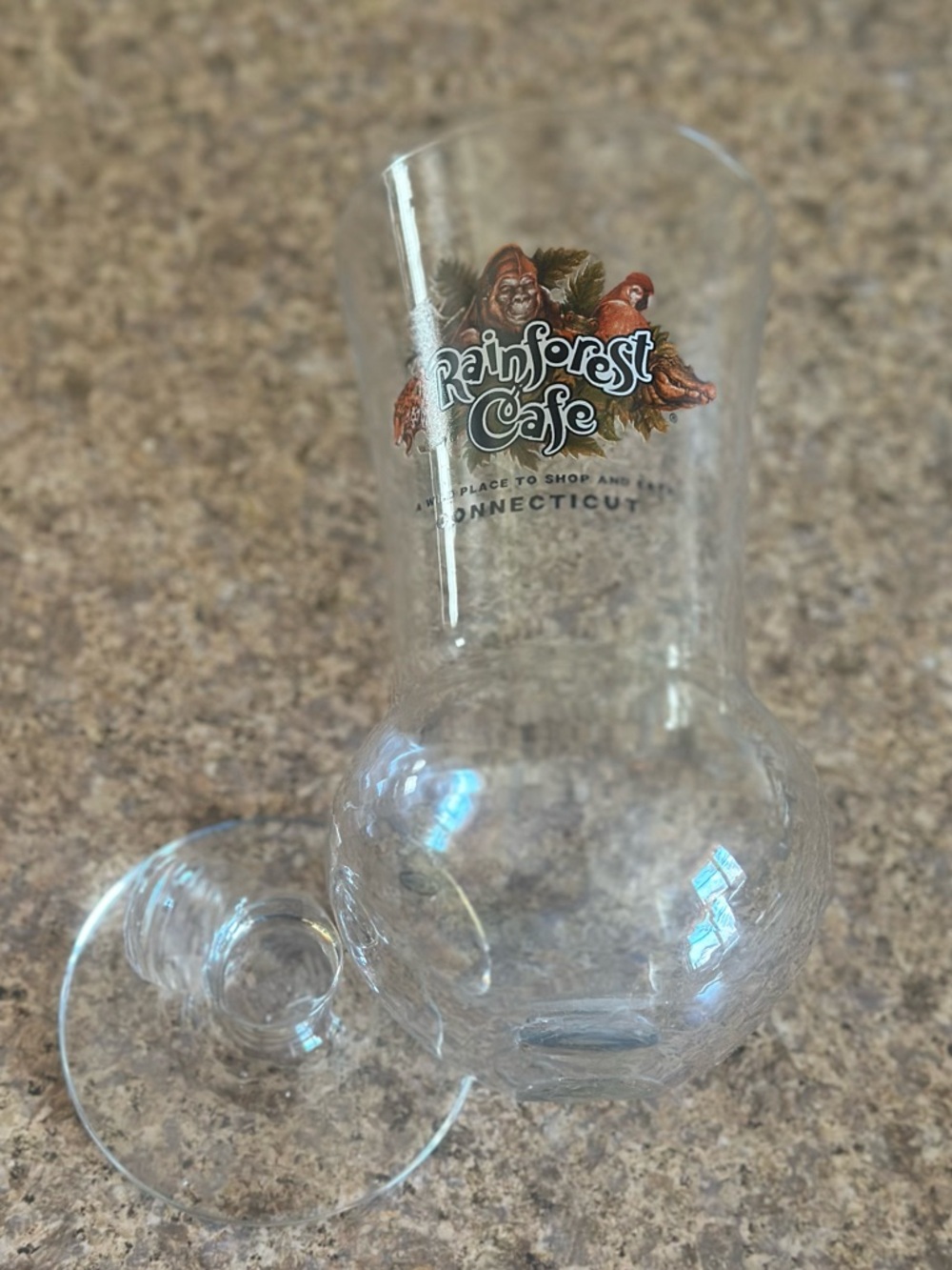 VTG 90s Rainforest Cafe Hurricane Glass – Connecticut– Damaged Stem / Display